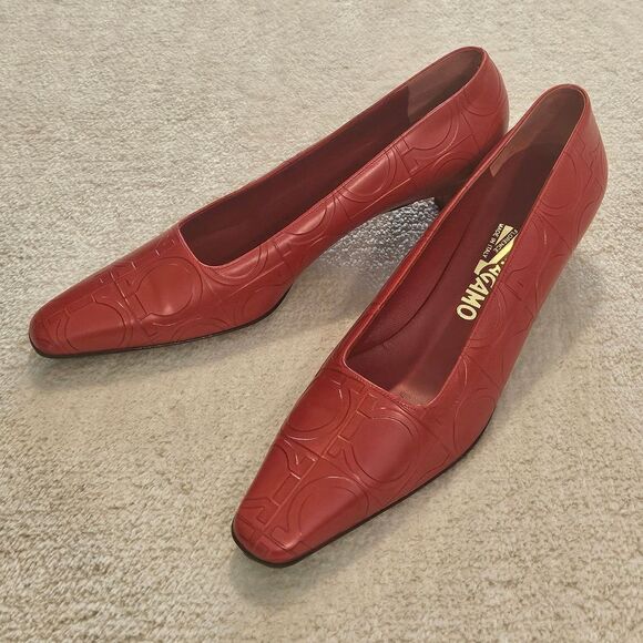Salvatore Ferragamo Shoes - NEW Salvatore Ferragamo Red Heels Pumps Leather Shoes Luxury Formal Office Party